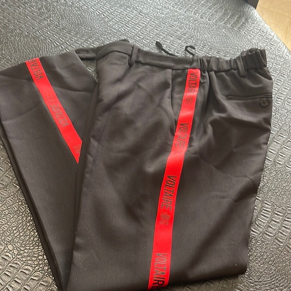 Zadig & Voltaire Pants Black & Red Stripe with Logo      Size 40 - Picture 4 of 7